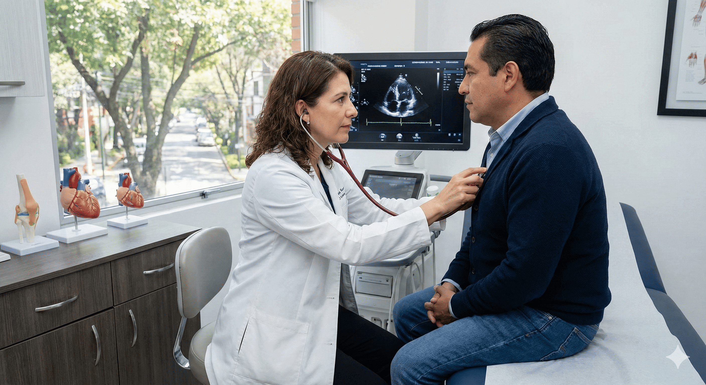 Consulta médica con evaluación cardiológica